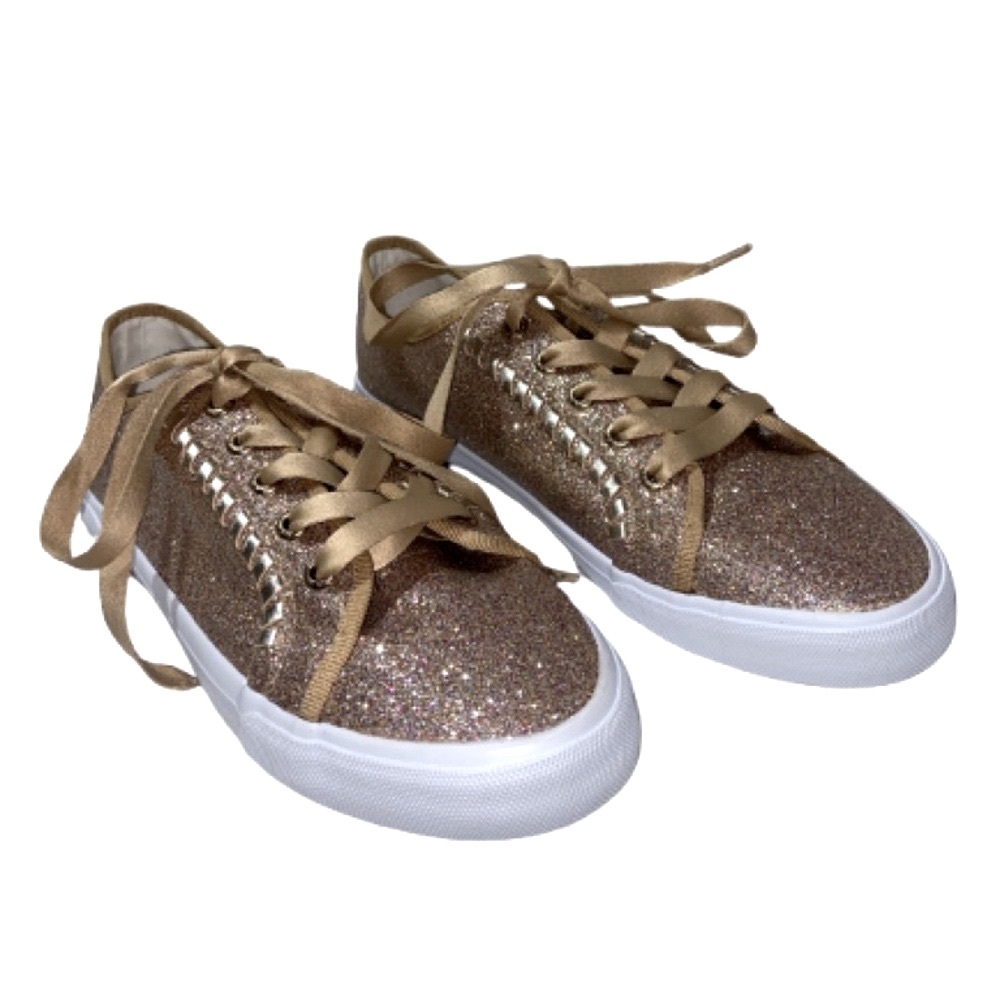 Jack Rogers Womens 8.5 M Glitter Carter Lace Up Shoes Sneakers Metallic NWT